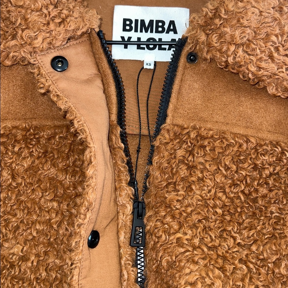 Bimba y Lola Long‎ Coat Topcoat Sherpa Teddy Quiet Luxury Sz XS - Picture 10 of 10